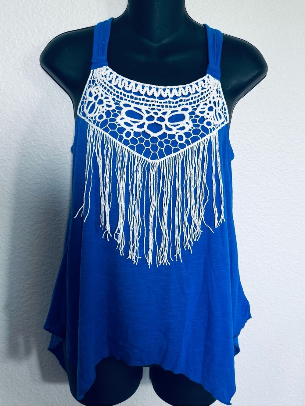 Takara Girls Boho Macrame Blue Tank Top XL
